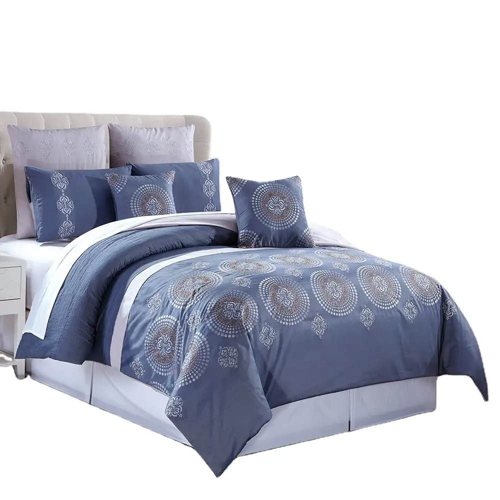 Conjunto de cama de edredon acolchoada, bordado, qualidade confiável
