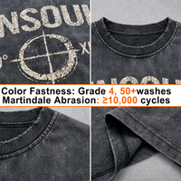 T-shirt Streetwear Personnalisé Imprimé Effet Craquelé, Lavage Enzymatique Acide, Coupe Boxy Distressed, Jersey Lourd pour Homme, Été
