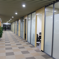 High Quality V80 Glass Partition Wall with Wooden Door Factory Price Half-Glass Room Divider for Office Use
