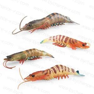 custom plastic sea animals figure toy high quality realistic fake shrimp tiger prawns Monodon prawn for decoration display props