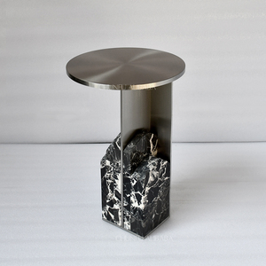 OEM ODM Moderne Travertijn Natuurmarmer RVS Bijzettafel Uitschuifbaar voor Huis Kantoor of Woonkamer Meubilair - Product Image 3