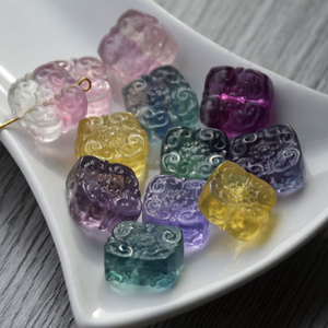 Natural <b>Rainbow</b> Fluorite Carved Ruyi Pendant Beads Loose Stone Beads For <b>Bracelet</b> Making Spring 2025 Jinhua Origin - Product Image 4