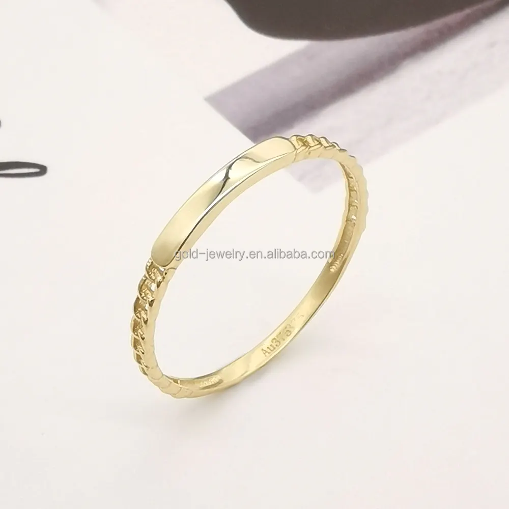 الذهب الحب إلكتروني سلسلة تصميم النساء عصابة الأزياء هدية 9K 14K الذهب الحقيقي مجوهرات الأزياء البنصر خاتم الخطوبة العصابات أو عصابات