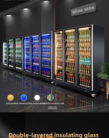 Réfrigérateur commercial vertical pour boissons, avec porte vitrée, pour supermarché et restaurant, pour la présentation de bouteilles de bière