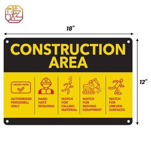 Panneau d'avertissement pour zone de chantier conforme à la norme OSHA - 18x12 pouces Personnel autorisé/Chapeau de sécurité requis Panneau de chantier - Product Image 2