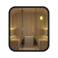 Diseño Moderno - Sauna Exterior - Apta para 2-6 Personas - Hecha de Madera de Hemlock Canadiense / Cedro Rojo