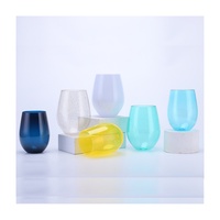 Verre à vin sans pied en forme d'œuf 17oz 16oz avec couvercle et poignée, jetable, pour fêtes et événements, logo personnalisé, vente en gros