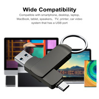 Unidad Flash USB 3,0 giratoria 2 en 1 de alta velocidad 2,0 OTG tipo C Metal Pen Drive Pendrive con memoria Flash conveniente para uso diario