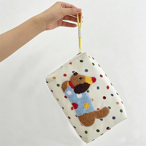 Bolsa de maquillaje Polka Dot Puppy, estuche de cosméticos de gran capacidad para viajes y uso diario - Product Image 4