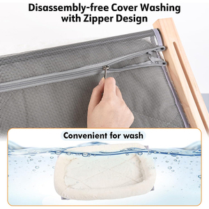 Hamaca para Gatos de Madera Maciza de Diseño Nuevo y Lujoso para 2024, Cama Colgante para Gatos con Peluche Blanco, Plegable, Divertida, para Ventana Interior - Product Image 5