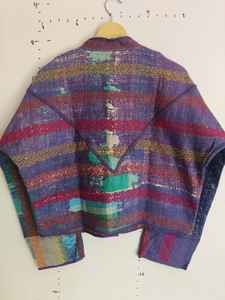 Veste courte en tricot réversible faite à la main, style vintage Kantha, à séchage rapide, brodée, style bohème, pour femme - Product Image 4