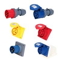 Connecteur de prise industrielle étanche HFE bleu IP67 63A 2P+E 3 4 5 broches CE 220V Modèle HFN-2332 Usine source professionnelle