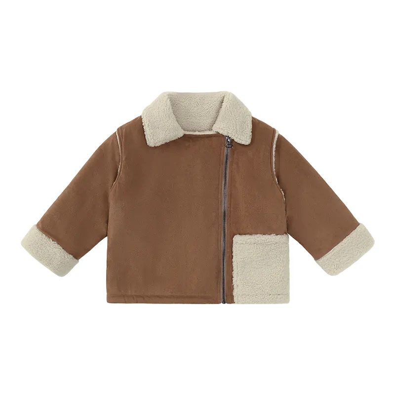 Vente en gros personnalisé manteau en cachemire pour bébé automne hiver veste en sherpa islandais haut pour petits garçons vêtements d'hiver pour enfants