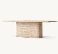 Table de restaurant Vitolo, table à manger rectangulaire sculptée, mobilier de salon, table à manger en travertin