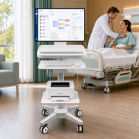 Chariot informatique médical d'hôpital, poste de travail mobile, chariot médical réglable en hauteur avec support pour moniteur, plateau pour clavier et imprimante