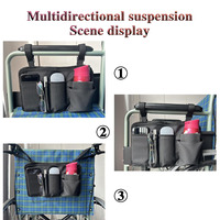 Sac de rangement latéral pour fauteuil roulant Pochette d'accessoires d'accoudoir Panier pour senior Sacs d'accoudoir pour fauteuil roulant avec fente pour stylo et porte-gobelet
