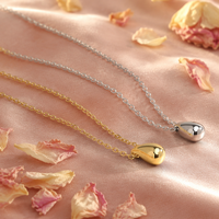 Collar de Acero Inoxidable Personalizado con Colgante en Forma de Lágrima, Chapado en Oro y Plata, Cadena Minimalista, Joyería al por Mayor, Regalo de Moda para Mujer