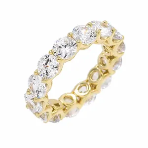 Gemnel bridal jewelry 14k gold vermeil round cubic zirconia pave eternity ring wedding