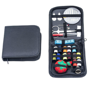 Kit <span class=keywords><strong>de</strong></span> couture portable en cuir noir avec aiguilles, fils et ciseaux, étui <span class=keywords><strong>de</strong></span> rangement <span class=keywords><strong>de</strong></span> haute qualité pour la maison et les voyages - Product Image 4