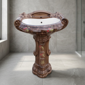 Lavabo de Pedestal de Cerámica Decorativo de Gran Tamaño, Colorido, con Pedestal Completo, Modelos de Artículos Sanitarios para Baño - Product Image 5