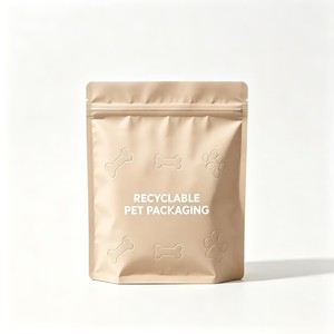 Custom Printed Recyclable Mono PE Matte Sage Green Resealable Zipper Stand Up Pouch For Dog <b>Cat</b> Treat Pet Food Packaging Bag - Product Image 4