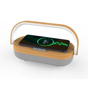 Smart Touch Music Box Portable Desk Bedside Lamp Wireless Charger Alarm Clock Bluetooth Wireless Speaker