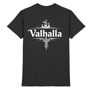 T-Shirt OEM ODM Valhalla, Maglietta con Nave Vichinga, T-Shirt Mitologia Norrena per Uomo e Donna, Regalo di Odino, Design Nordico Minimalista Vichingo - Product Image 4