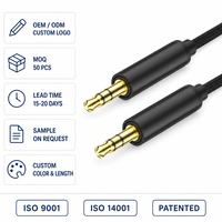 Câble audio AUX 3,5 mm tressé en cuivre sans oxygène plaqué or pour voiture, téléphone, ordinateur, haut-parleur, amplificateur - Vente en gros