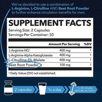Capsules de L-arginine pour adultes, complément de L-arginine