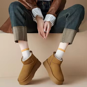 Bottines d'hiver pour femmes, plateforme épaisse, mini <span class=keywords><strong>bottes</strong></span> en daim, <span class=keywords><strong>fourrées</strong></span> en fourrure, chaudes, antidérapantes - Product Image 5