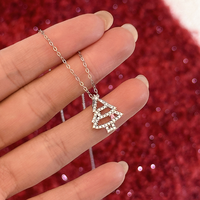 Collier pendentif étoile sapin de Noël en argent sterling 925, zircon cubique étincelant, une seule CZ rose, bijou délicat, cadeau pour femme