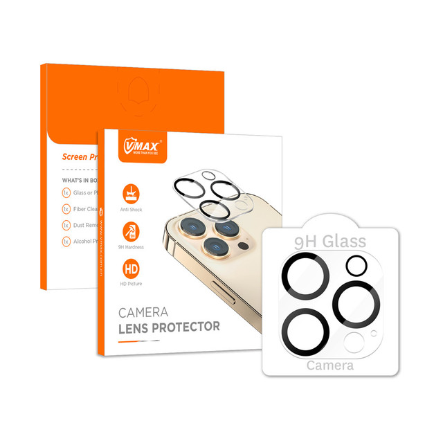VMAX 3D Full Cover Camera Glass for iPhone 14 Pro Max Camera Protector for iPhone 12 13 15 16 17 Pro Transparent Lens Protector