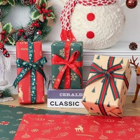 Papier d'emballage de papier kraft de Noël de luxe Rouleau de papier d'emballage kraft de Noël pour l'emballage de cadeaux de Noël en vrac