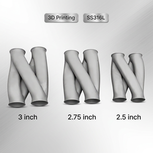 ท่อไอเสีย OEM Universal 3D Printing 316L รูปตัว Z ขนาด 2.25''/2.5''/2.76''/3''/3.5'' ทำจากสแตนเลสสตีล แบบไหลอิสระ - Product Image 1