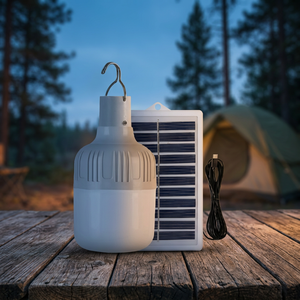 Ampoule LED rechargeable d'urgence DC5V-6V 40W ∅6cm, charge USB/panneau solaire, batterie PP 500mAh avec panneau solaire 1W - Product Image 4