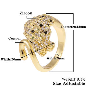 Hiphop anneau ouvert léopard réglable plaqué or 18k arabie saoudite moyen-orient - Product Image 4