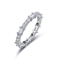 Bague Éternité en Moissanite, Argent Sterling 925, Coupe Ronde Émeraude, VVS1 Couleur D, 2mm 2x4mm, Tailles US 5-9, Bijoux