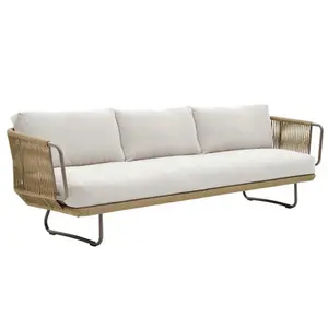 Outdoor furniture 3 seater sofa PE rattan Aluminum Simple design sofa