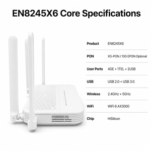Routeur modem fibre optique 4 ports 4GE Huawei EN8245X6 ONU ONT 10G d'occasion avec double bande - Product Image 1