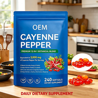 Capsules molles d'extrait de poivre de Cayenne naturel, de pépins de raisin et de poivre noir – Soutien antioxydant pour adultes, santé cardiaque et digestive – 240 gélules
