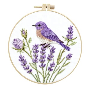 Kit de broderie artisanal en coton avec fils en polyester pour tableaux suspendus DIY, motifs floraux pour salon, travaux d'aiguille - Product Image 1