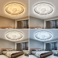 Lámpara de techo interior de bajo consumo de la fábrica de Zhongshan con ventilador silencioso, borde cristalino ondulado, iluminación LED para dormitorio de lujo