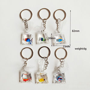 Hàn Quốc Nhật Bản sáng tạo tiện ích chất lỏng nổi cá Mặt dây chuyền Keychain Bông tai Trang sức phụ kiện đại dương thang máy nổi quyến rũ - Product Image 1