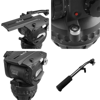 Kit de trépied vidéo professionnel E-IMAGE EG15A2 avec tête fluide à contrepoids à 9 niveaux et trépied en aluminium de 100 mm