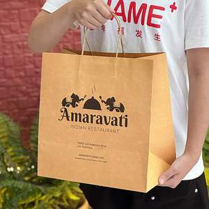 ปรับแต่งโลโก้ ถุงกระดาษหลายชั้นพร้อมหูหิ้ว ถุงใส่อาหารร้านอาหาร ถุงกระดาษคราฟท์สีน้ำตาลสำหรับส่งอาหารกลับบ้าน - Product Image 2