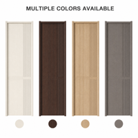 Porte intérieure moderne en PVC brun foncé à panneau rainuré avec bande asymétrique et détail linéaire pour chambre et appartement