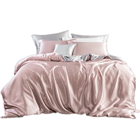Parure de lit en satin de soie, ensemble de literie multicolore en soie, pour hôtel, taille queen, 4 draps