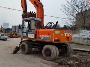 Excavadora de ruedas HITACHI, maquinaria de construcción usada con motor Isuzu, excavadoras hidráulicas baratas a la venta - Product Image 2