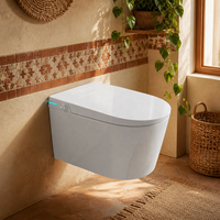 Inodoro Inteligente de Pared con Control Remoto, Bidé Integrado, Asiento con Calefacción, Descarga Automática, Secado con Aire Caliente, Desodorizador, WC de Porcelana