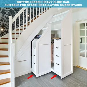 Glissières de tiroir télescopiques modernes à extension complète, 3 sections, pour <span class=keywords><strong>escalier</strong></span>, base cachée, rail de placard, bas d'<span class=keywords><strong>escalier</strong></span>, cuisine, extérieur - Product Image 2